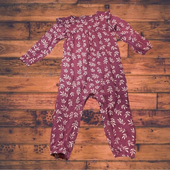 5 for $25🔥Mac & Moon Maroon Floral Jumpsuit 18 Months - Picture 1 of 4